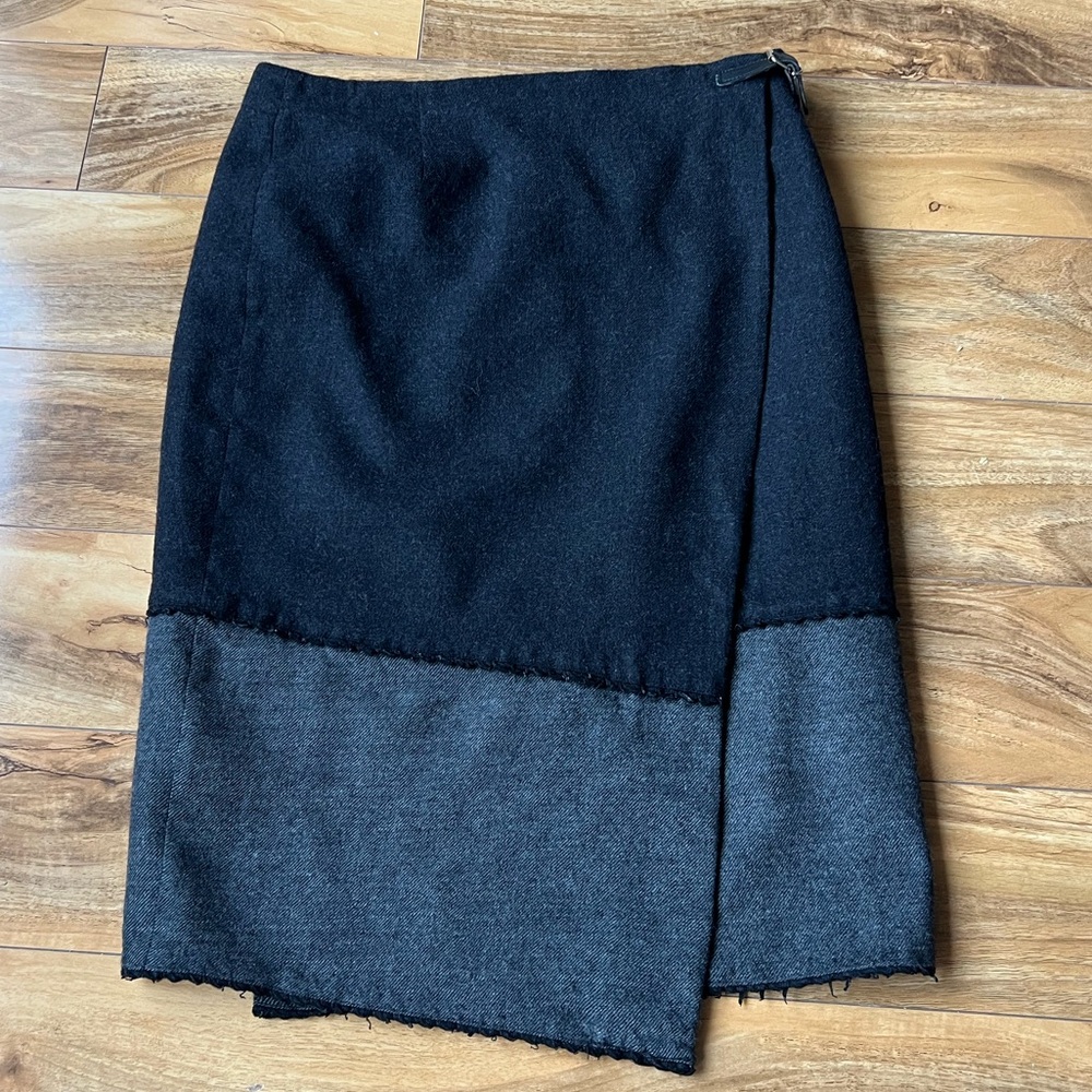 Vintage Dutch 100% Wool Minimalist Skirt Two -Tone design Asymmetrical